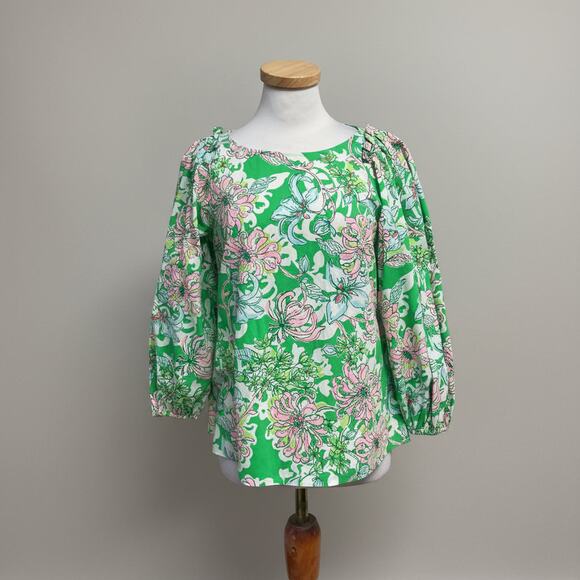 Lilly Pulitzer Tops - Lilly Pulitzer green print Barbara blouse, Size 6